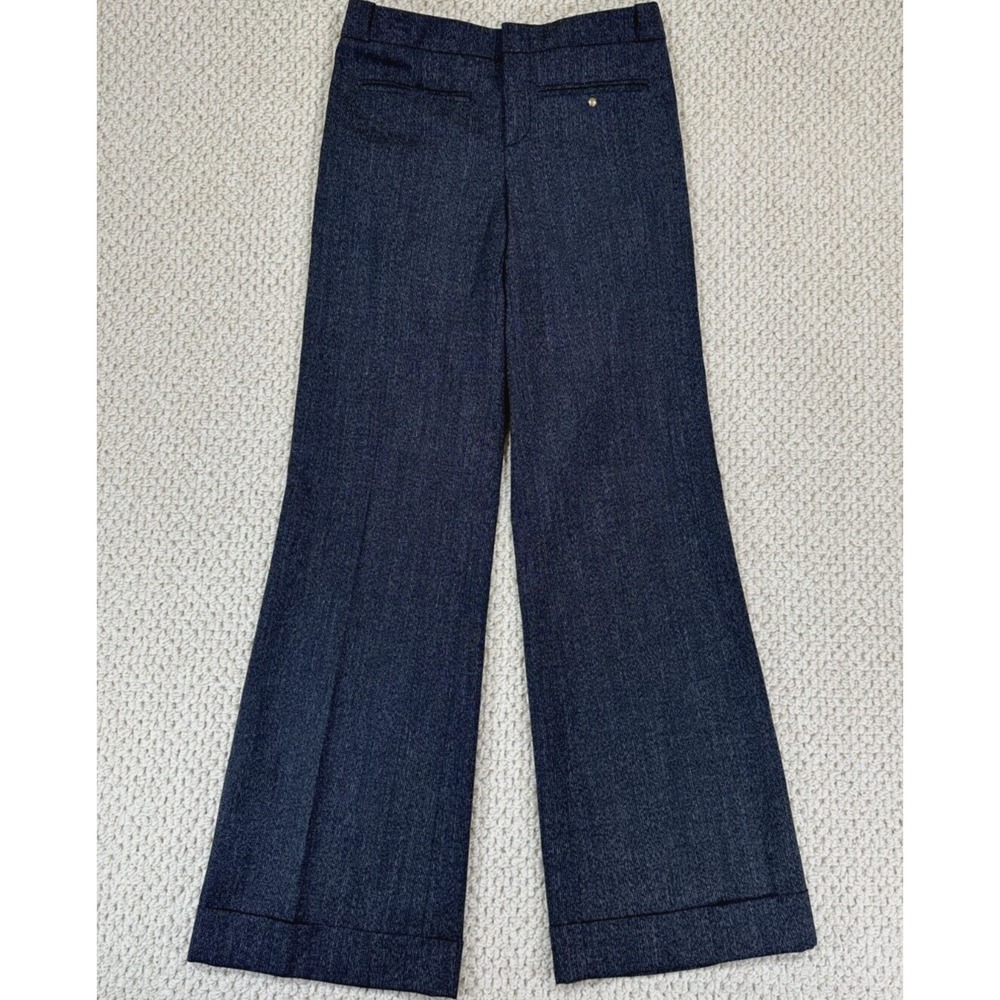 Gucci Dress Pants Fits Womens 26x31 Black Flare Leg Cuffed Wool Blend Italy Made